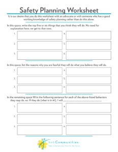 Safety planning worksheet with blank lines.