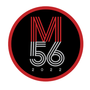 M56 logo in red and grey on black circle.