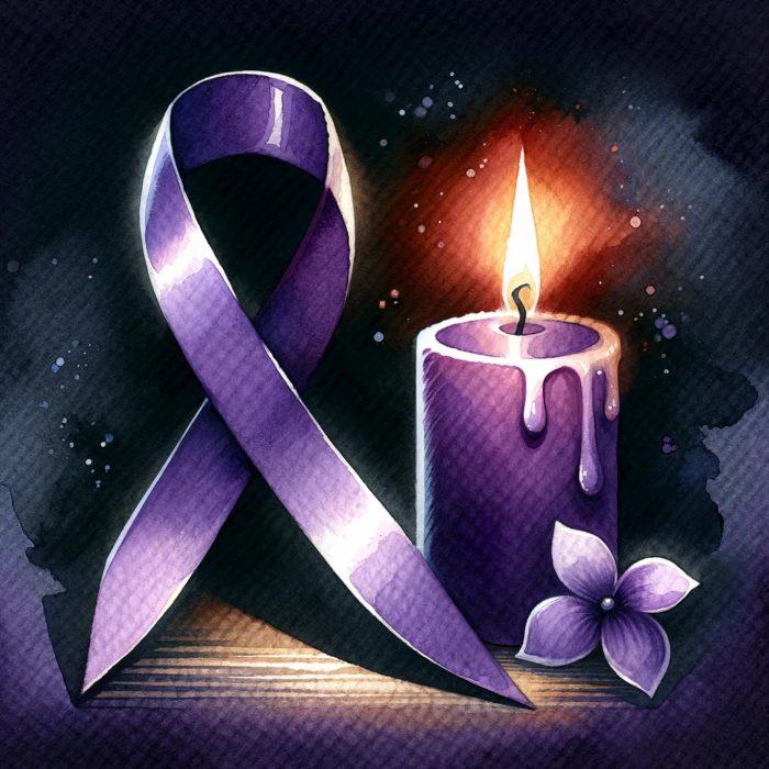 DV Awareness ribbon and candle