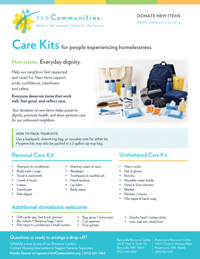 Care Kits for People Experiencing Homelessness